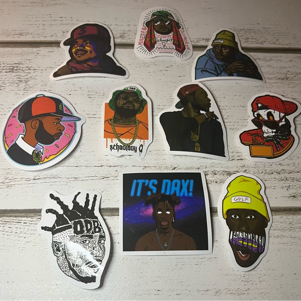 ❤️ 3/$10 (10) Rapper stickers waterproof set1